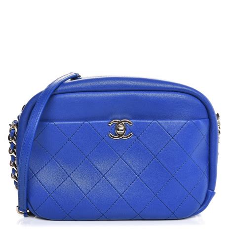 Chanel Casual Trip Camera Case Quilted Goatskin Large Blue 